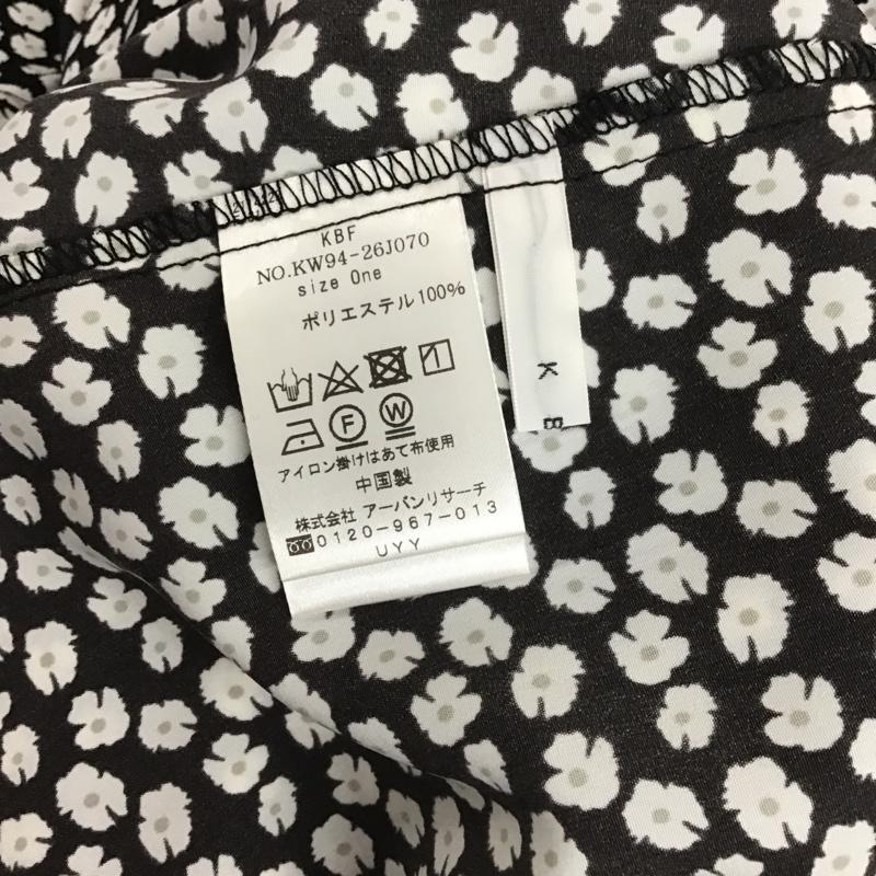 ケービーエフ KBF ワンピース ロングスカート KW94-26J070 オープンカラーレトロワンピース 五分袖 花柄 黒 / ブラック / レディース USED 古着 中古 10084724