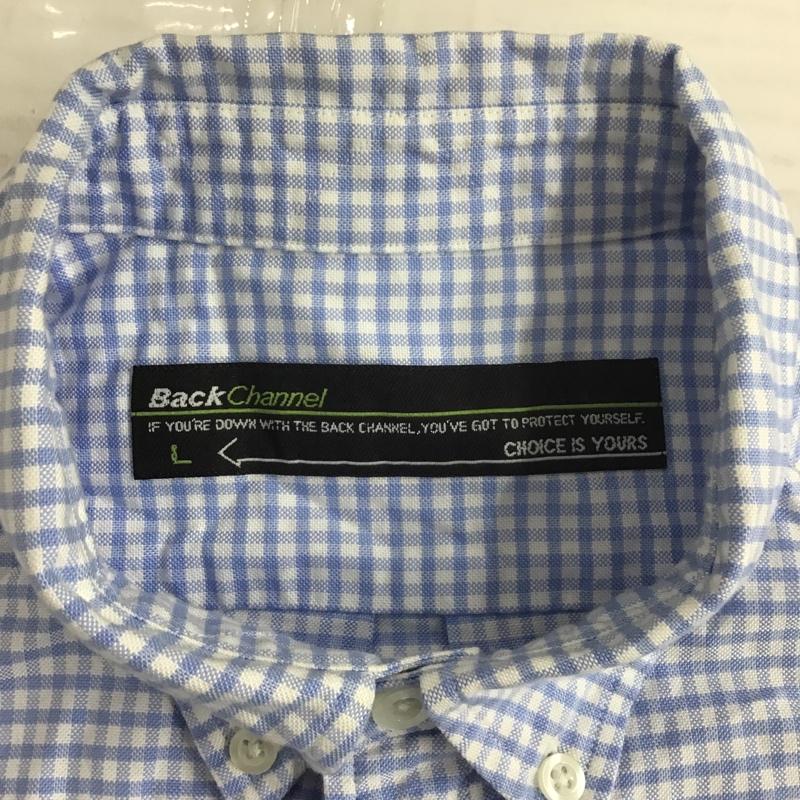 バックチャンネル Back Channel シャツ、ブラウス 長袖 ボタンダウン チェック L ワンポイント 白 / ホワイト / X 水色 / ライトブルー / レディース USED 古着 中古 10084928