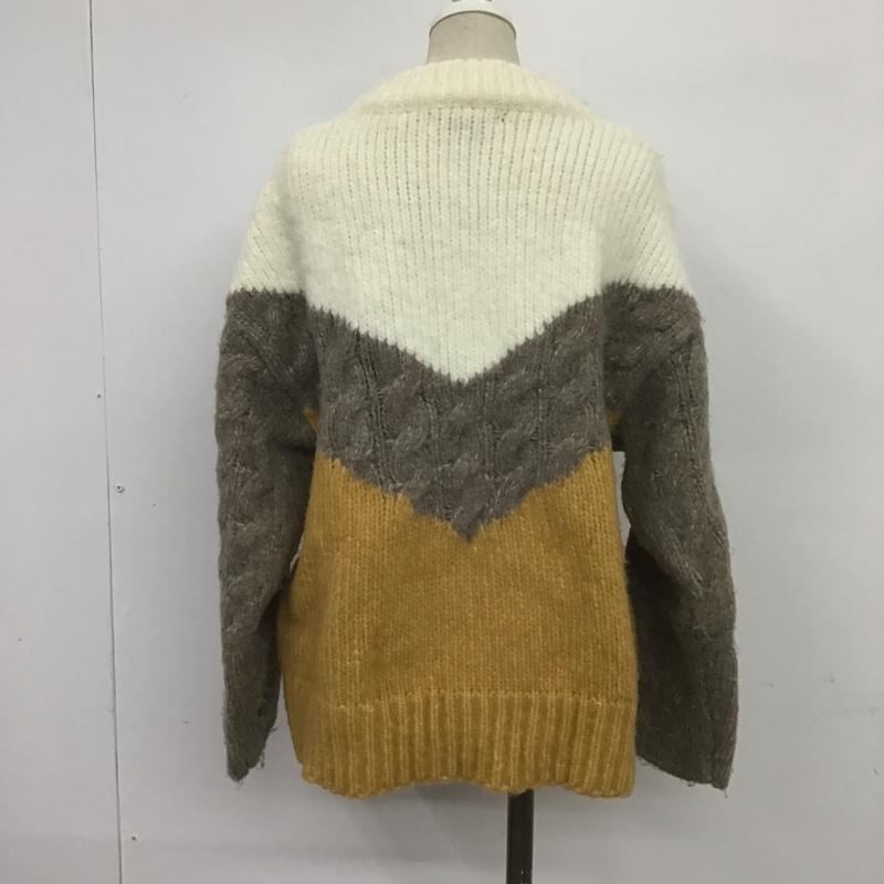 ザラ ZARA ニット、セーター 長袖 9598 184 330 カラーブロックセーター M 無地 アイボリー / アイボリー / X 茶 / ブラウン / X マスタード / マスタード / レディース USED 古着 中古 10084936