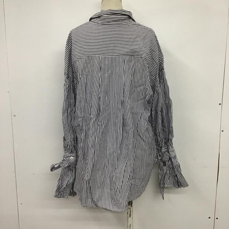 ジーナシス JEANASIS シャツ、ブラウス 長袖 JS070950MC スキッパーシャツ FREE ストライプ 白 / ホワイト / X 紺 / ネイビー / レディース USED 古着 中古 10085135