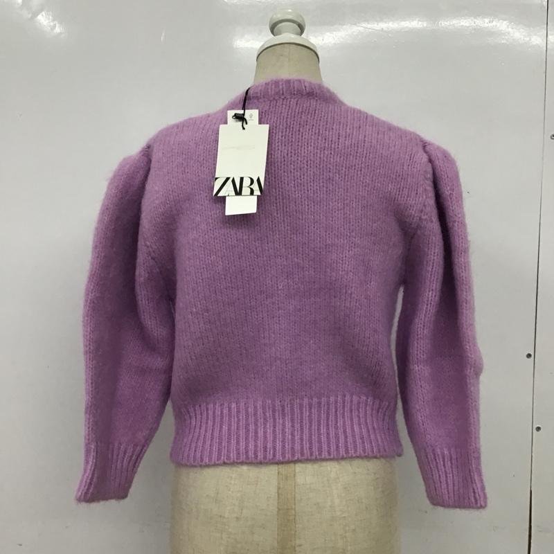 ザラ ZARA カーディガン 七分袖 3653 001 612 パールボタン S 無地 紫 / パープル / レディース USED 古着 中古 10085384