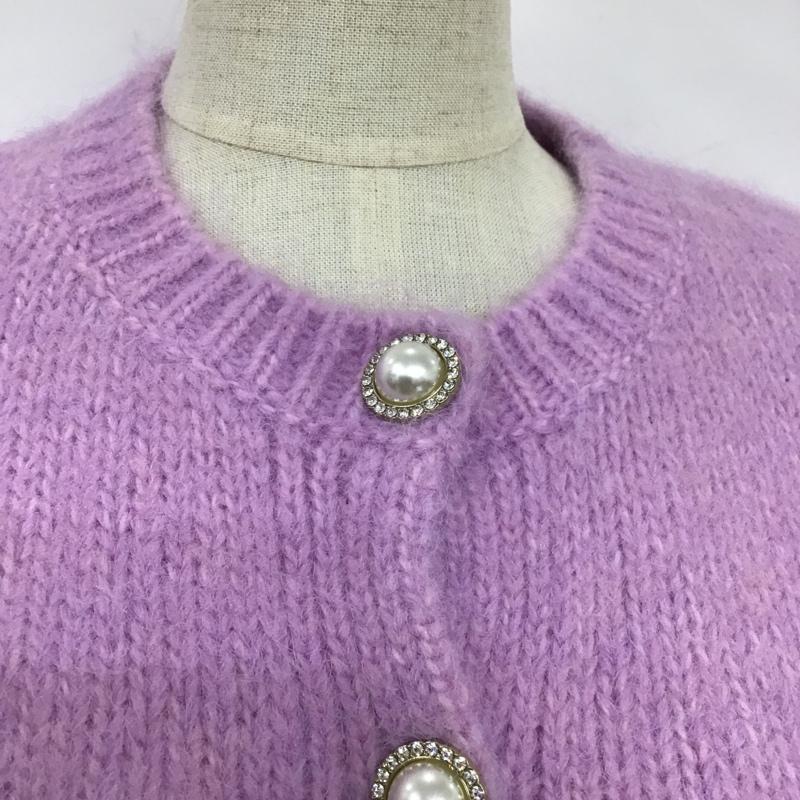 ザラ ZARA カーディガン 七分袖 3653 001 612 パールボタン S 無地 紫 / パープル / レディース USED 古着 中古 10085384
