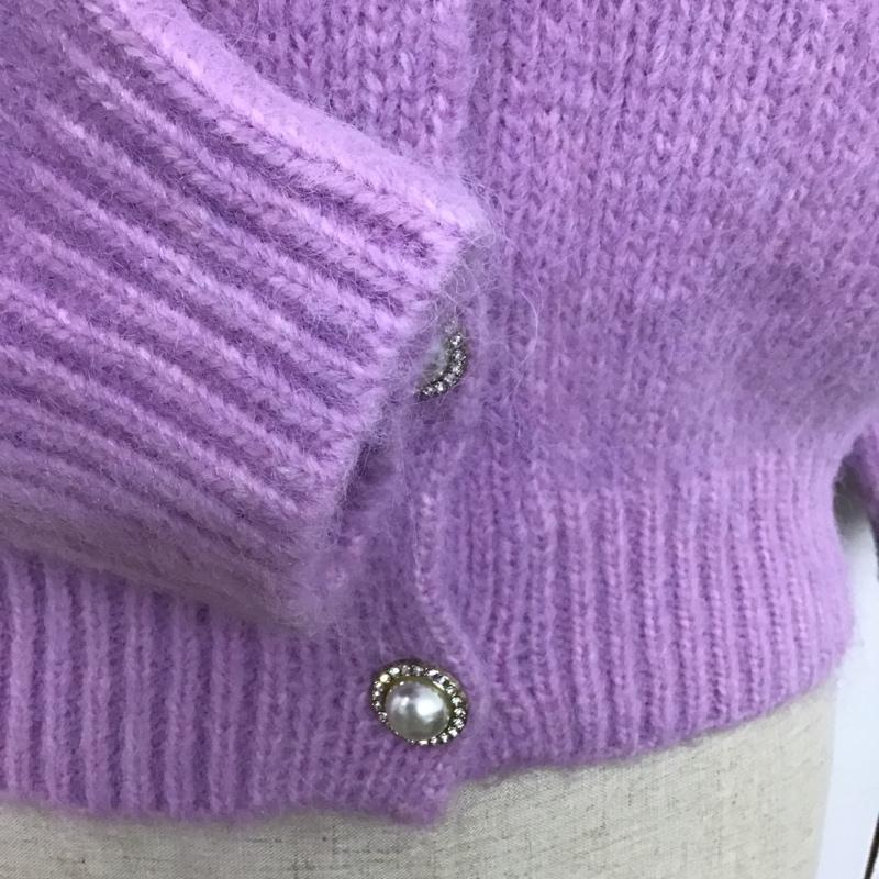 ザラ ZARA カーディガン 七分袖 3653 001 612 パールボタン S 無地 紫 / パープル / レディース USED 古着 中古 10085384