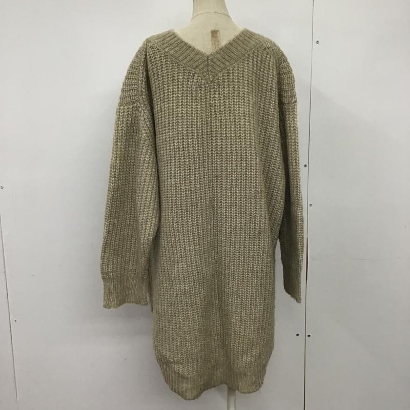 アズールバイマウジー AZUL BY MOUSSY ニット、セーター 長袖 250CAC73-432I 前後Vネックチュニックニット L 無地 ベージュ / ベージュ / レディース USED 古着 中古 10085505