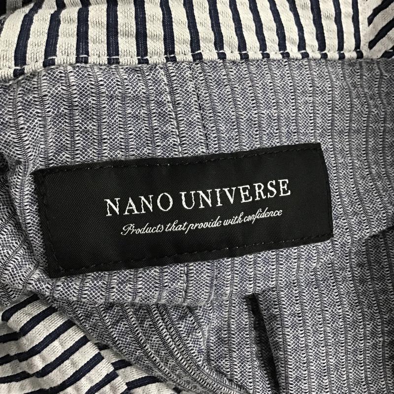 ナノユニバース nano・universe パーカー 長袖 NUC91SHL042SK ニットサッカーZIPパーカー S ストライプ 白 / ホワイト / X 紺 / ネイビー / メンズ USED 古着 中古 10085580