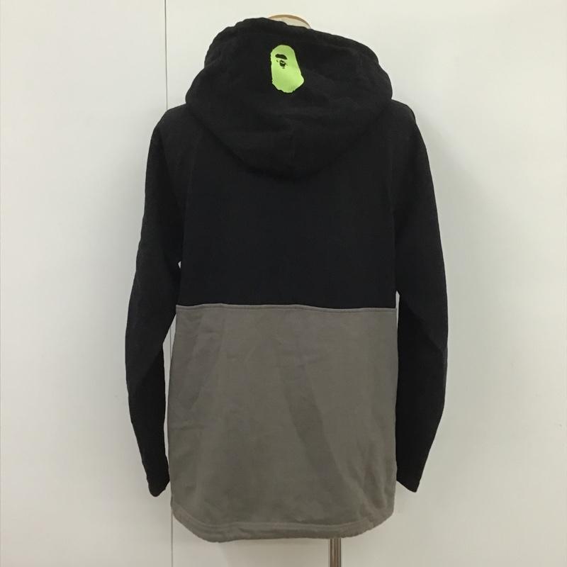 アベイシングエイプ A BATHING APE パーカー 長袖 001PPF301007X ハーフジップ L ロゴ、文字 黒 / ブラック / X 灰 / グレー / メンズ USED 古着 中古 10085810
