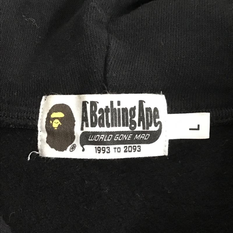 アベイシングエイプ A BATHING APE パーカー 長袖 001PPF301007X ハーフジップ L ロゴ、文字 黒 / ブラック / X 灰 / グレー / メンズ USED 古着 中古 10085810