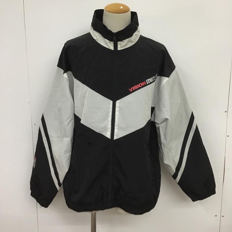 ヴィジョン ストリート ウェア VISION STREET WEAR ジャケット、上着 ジャンパー、ブルゾン 9323106-I Vライン切替トラックジャケット L ロゴ、文字 黒 / ブラック / X 白 / ホワイト / メンズ USED 古着 中古 10085818