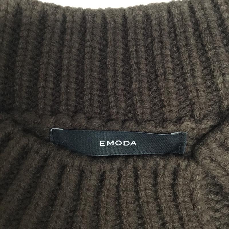 エモダ EMODA ニット、セーター 長袖 042062630001 スリットロングスリーブニット FREE 無地 茶 / ブラウン / レディース USED 古着 中古 10085853