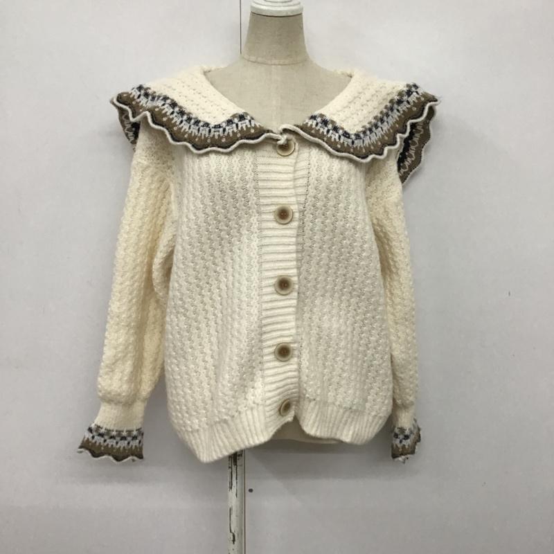 古着 USED カーディガン 長袖 ビッグカラー セーラーカラー 無地 白 / ホワイト / X ベージュ / ベージュ / X 紺 / ネイビー / レディース USED 古着 中古 10086102