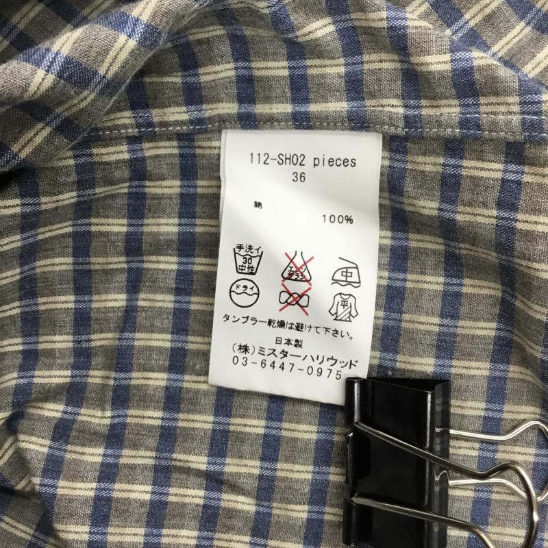 エヌハリウッド N.HOOLYWOOD シャツ、ブラウス 長袖 112-SH02 pieses 36 チェック 灰 / グレー / メンズ USED 古着 中古 10086219