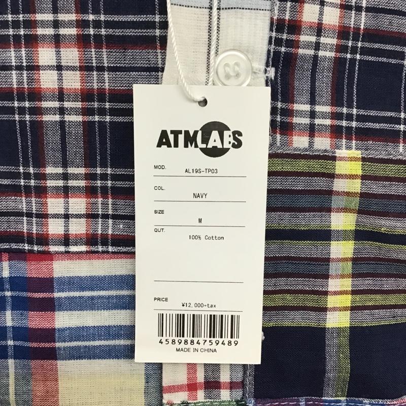 アトモスラボ ATMOS LAB シャツ、ブラウス 半袖 AL19S-TP03 パッチワークオープンカラーシャツ タグ付き M チェック マルチカラー / マルチカラー / メンズ USED 古着 中古 10086266