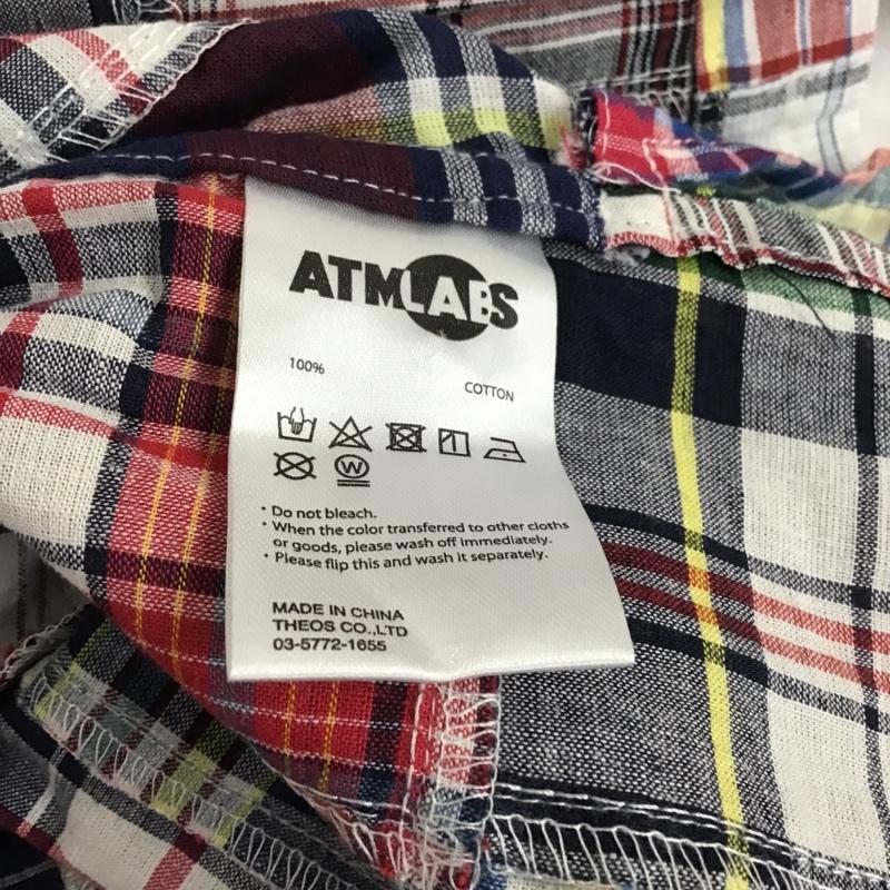 アトモスラボ ATMOS LAB シャツ、ブラウス 半袖 AL19S-TP03 パッチワークオープンカラーシャツ タグ付き M チェック マルチカラー / マルチカラー / メンズ USED 古着 中古 10086266