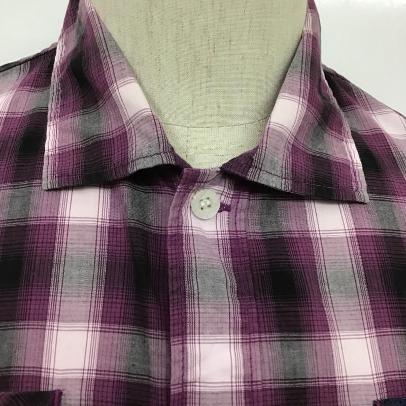 ダブルタップス WTAPS シャツ、ブラウス 半袖 101GWDT-SHM03 ボタンダウン S チェック 紫 / パープル / X 黒 / ブラック / メンズ USED 古着 中古 10086271