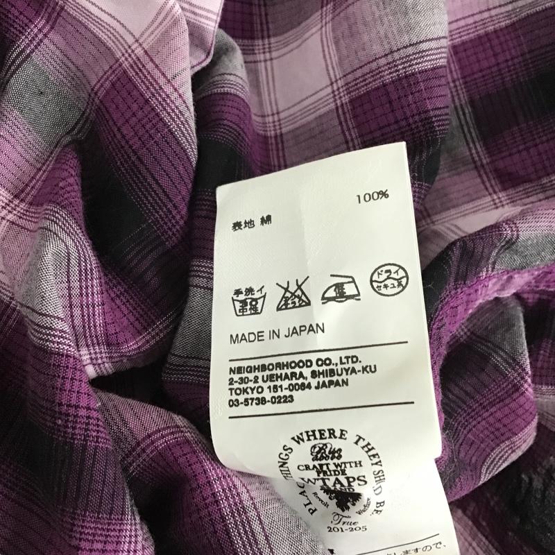 ダブルタップス WTAPS シャツ、ブラウス 半袖 101GWDT-SHM03 ボタンダウン S チェック 紫 / パープル / X 黒 / ブラック / メンズ USED 古着 中古 10086271