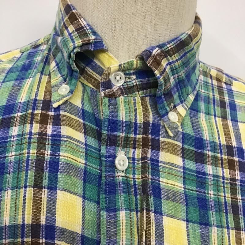 ビューティアンドユースユナイテッドアローズ BEAUTY&YOUTH UNITED ARROWS シャツ、ブラウス 半袖 1216-149-0149 ボタンダウン S チェック 青 / ブルー / X 茶 / ブラウン / X 黄 / イエロー / X 薄緑 / ライトグリーン / メンズ USED 古着 中古 10086284
