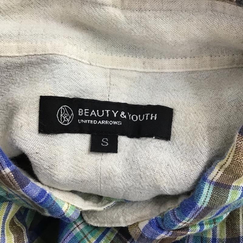 ビューティアンドユースユナイテッドアローズ BEAUTY&YOUTH UNITED ARROWS シャツ、ブラウス 半袖 1216-149-0149 ボタンダウン S チェック 青 / ブルー / X 茶 / ブラウン / X 黄 / イエロー / X 薄緑 / ライトグリーン / メンズ USED 古着 中古 10086284