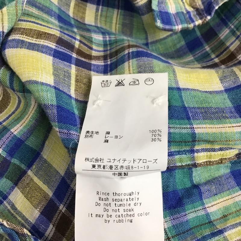 ビューティアンドユースユナイテッドアローズ BEAUTY&YOUTH UNITED ARROWS シャツ、ブラウス 半袖 1216-149-0149 ボタンダウン S チェック 青 / ブルー / X 茶 / ブラウン / X 黄 / イエロー / X 薄緑 / ライトグリーン / メンズ USED 古着 中古 10086284