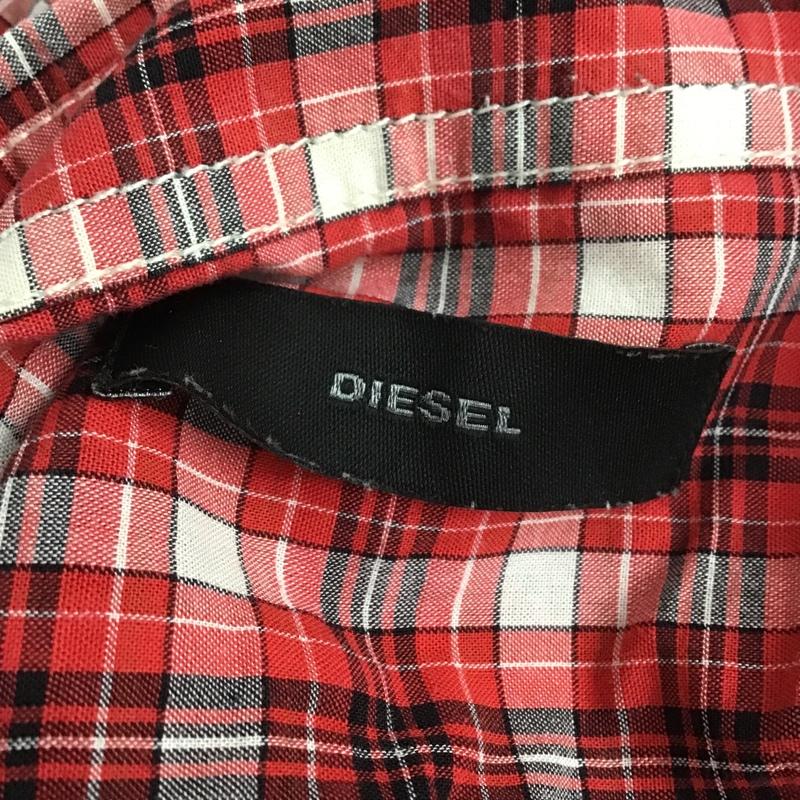 ディーゼル DIESEL シャツ、ブラウス 半袖 L チェック 赤 / レッド / X 白 / ホワイト / X 黒 / ブラック / メンズ USED 古着 中古 10086296
