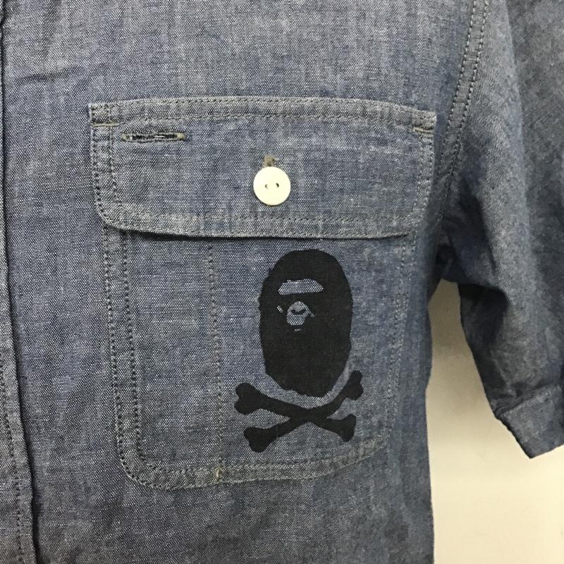 アベイシングエイプ A BATHING APE シャツ、ブラウス 半袖 4910-131-011 PIRATE S ワンポイント 紺 / ネイビー / メンズ USED 古着 中古 10086307