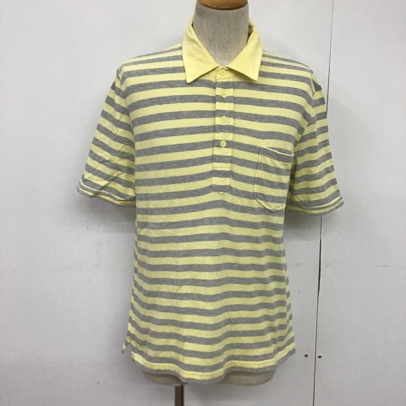 マドラス madras ポロシャツ 半袖 L ボーダー柄 灰 / グレー / X 黄 / イエロー / メンズ USED 古着 中古 10086473