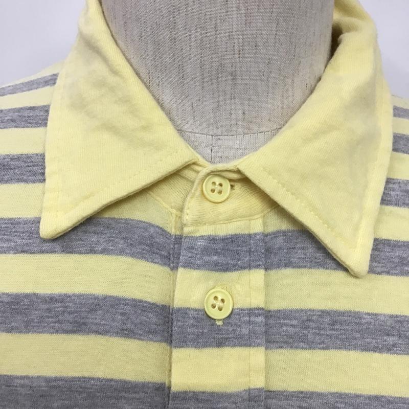 マドラス madras ポロシャツ 半袖 L ボーダー柄 灰 / グレー / X 黄 / イエロー / メンズ USED 古着 中古 10086473