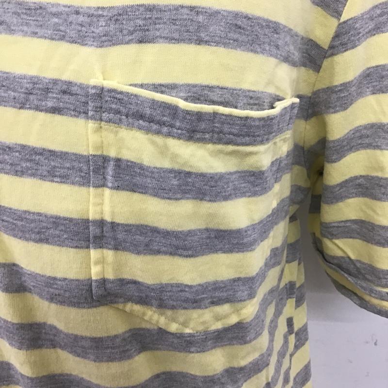 マドラス madras ポロシャツ 半袖 L ボーダー柄 灰 / グレー / X 黄 / イエロー / メンズ USED 古着 中古 10086473