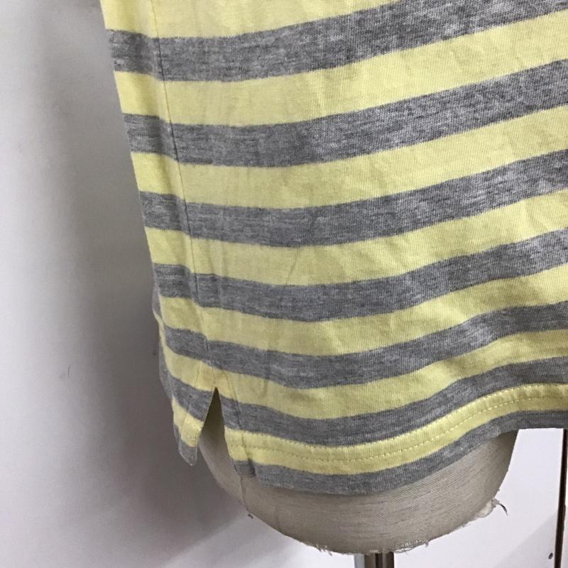 マドラス madras ポロシャツ 半袖 L ボーダー柄 灰 / グレー / X 黄 / イエロー / メンズ USED 古着 中古 10086473