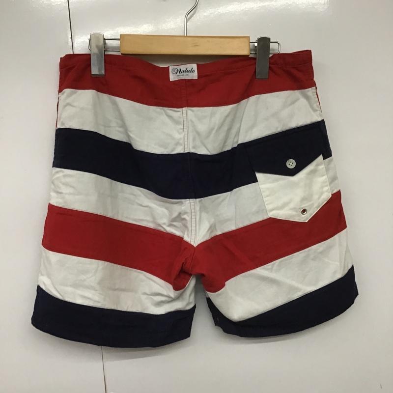 古着 USED パンツ ショートパンツ NALUTO TRUNKS サーフトランクス 32 ボーダー柄 白 / ホワイト / X 赤 / レッド / X 紺 / ネイビー / メンズ USED 古着 中古 10086490