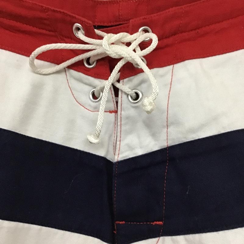 古着 USED パンツ ショートパンツ NALUTO TRUNKS サーフトランクス 32 ボーダー柄 白 / ホワイト / X 赤 / レッド / X 紺 / ネイビー / メンズ USED 古着 中古 10086490