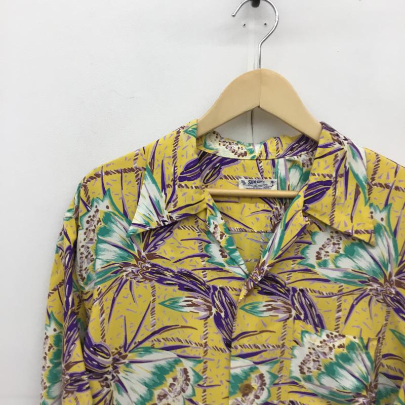 サンサーフ SUN SURF シャツ、ブラウス 半袖 アロハシャツ 開襟 オープンカラー L 花柄 黄 / イエロー / メンズ USED 古着 中古 10086504