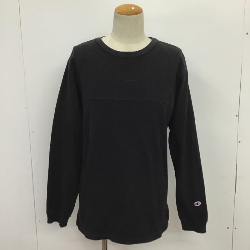 チャンピオン Champion Tシャツ 長袖 L 無地 黒 / ブラック / メンズ USED 古着 中古 10086551