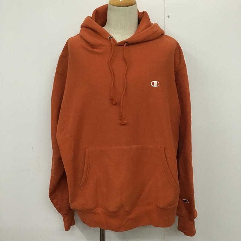 チャンピオン Campion パーカー 長袖 フーディ XL 無地 橙 / オレンジ / メンズ USED 古着 中古 10086674