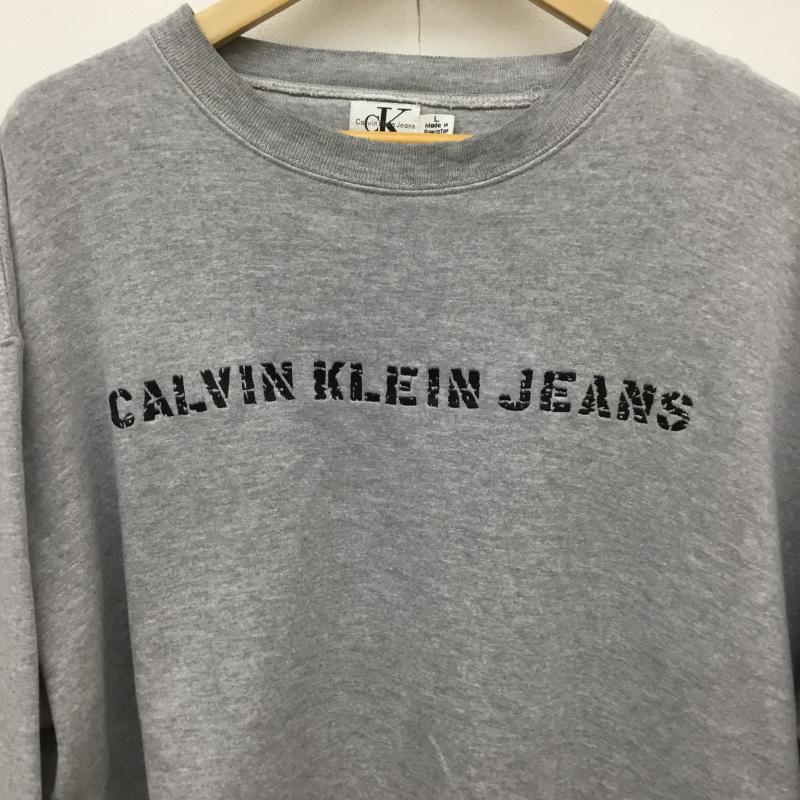 カルヴァン クライン ジーンズ Calvin Klein Jeans トレーナー 長袖 90s 刺繍 スウェット L ロゴ、文字 X 刺繍 灰 / グレー / メンズ USED 古着 中古 10086747