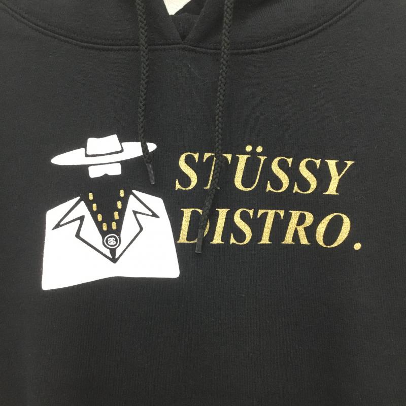 ステューシー STUSSY パーカー 長袖 Distoro プルオーバー M ロゴ、文字 黒 / ブラック / メンズ USED 古着 中古 10086752