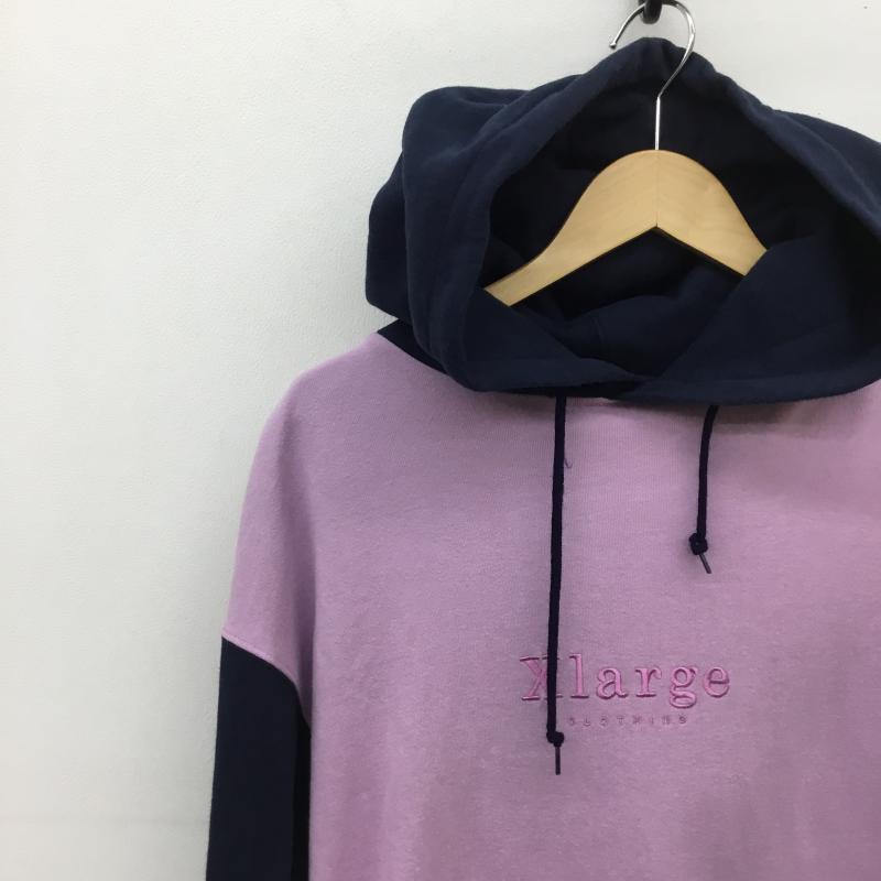 エクストララージ XLARGE パーカー 長袖 刺繍 プルオーバー M ロゴ、文字 X 刺繍 桃 / ピンク / X ベージュ / ベージュ / メンズ USED 古着 中古 10086763