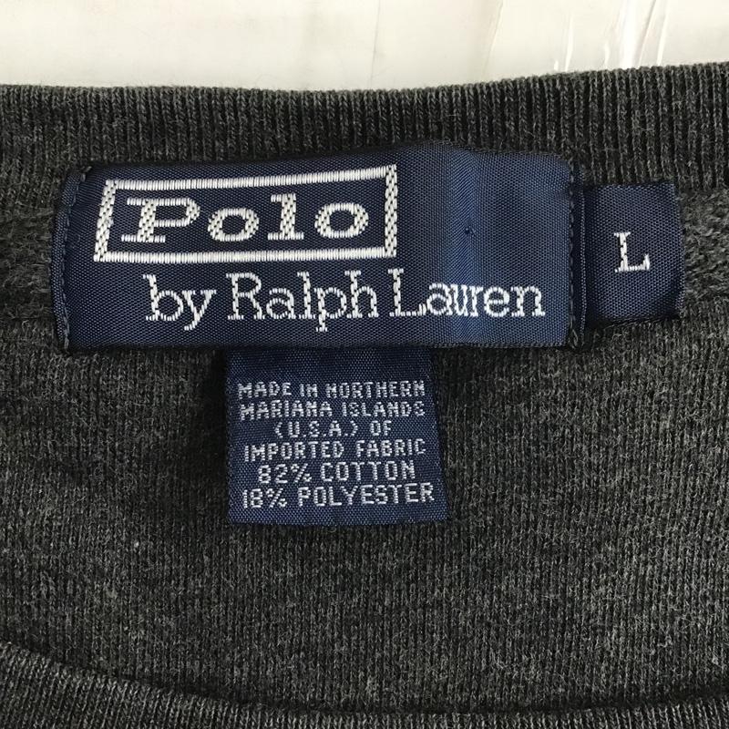 ポロバイラルフローレン Polo by RALPH LAUREN トレーナー 長袖 スウェット 裏起毛 L ワンポイント チャコールグレー / チャコールグレー / メンズ USED 古着 中古 10087048