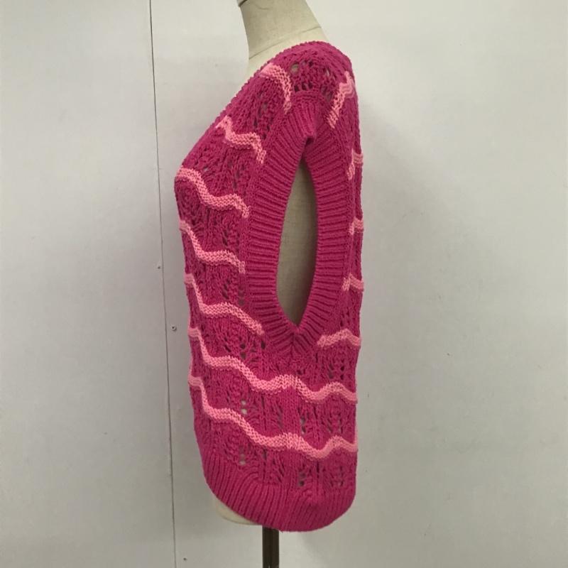 ザラ ZARA ベスト ベスト 3991 100 630 ニット タグ付き M ボーダー柄 桃 / ピンク / レディース USED 古着 中古 10087114