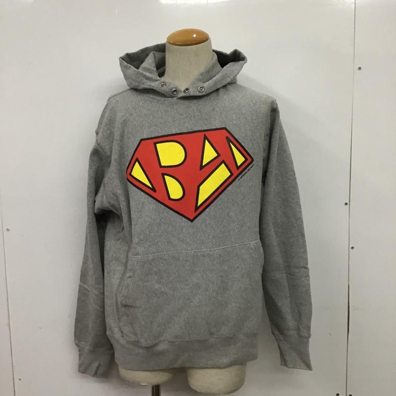 アベイシングエイプ A BATHING APE パーカー 長袖 プルオーバー 裏起毛 M プリント 灰 / グレー / メンズ USED 古着 中古 10087165