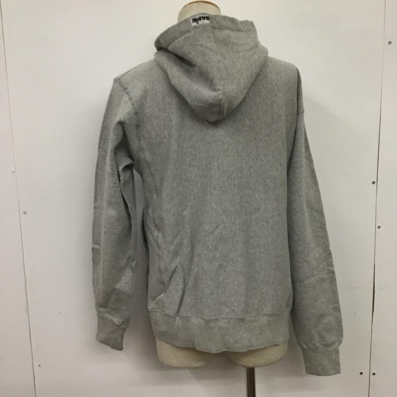 アベイシングエイプ A BATHING APE パーカー 長袖 プルオーバー 裏起毛 M プリント 灰 / グレー / メンズ USED 古着 中古 10087165
