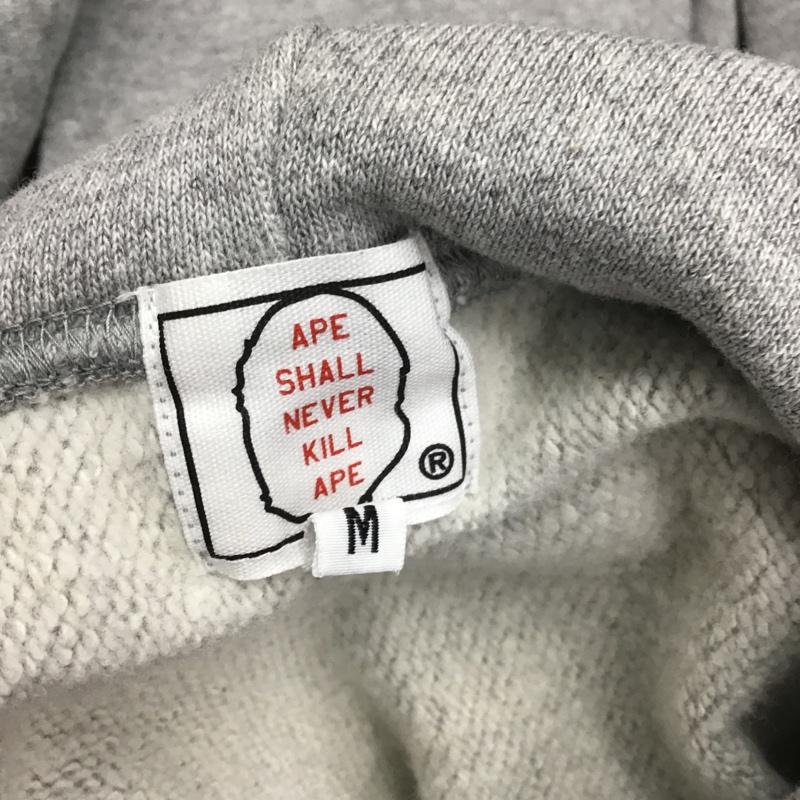 アベイシングエイプ A BATHING APE パーカー 長袖 プルオーバー 裏起毛 M プリント 灰 / グレー / メンズ USED 古着 中古 10087165