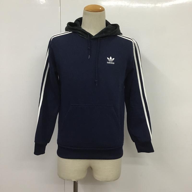 アディダス adidas パーカー 長袖 ED7017 TARTAN HOODIE プルオーバー XS ロゴ、文字 紺 / ネイビー / X 白 / ホワイト / メンズ USED 古着 中古 10087242