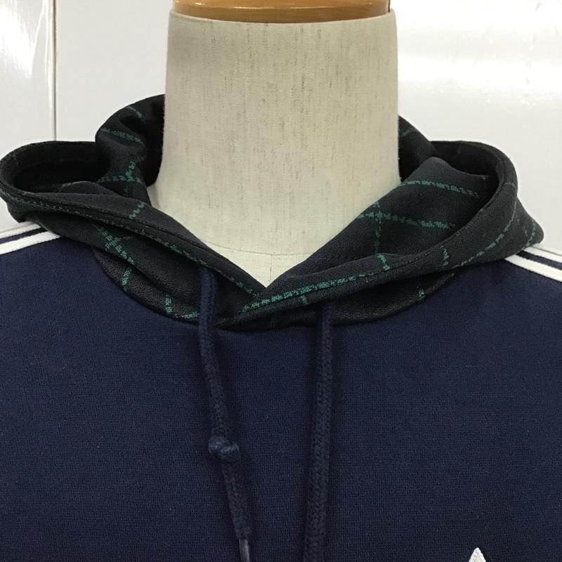 アディダス adidas パーカー 長袖 ED7017 TARTAN HOODIE プルオーバー XS ロゴ、文字 紺 / ネイビー / X 白 / ホワイト / メンズ USED 古着 中古 10087242