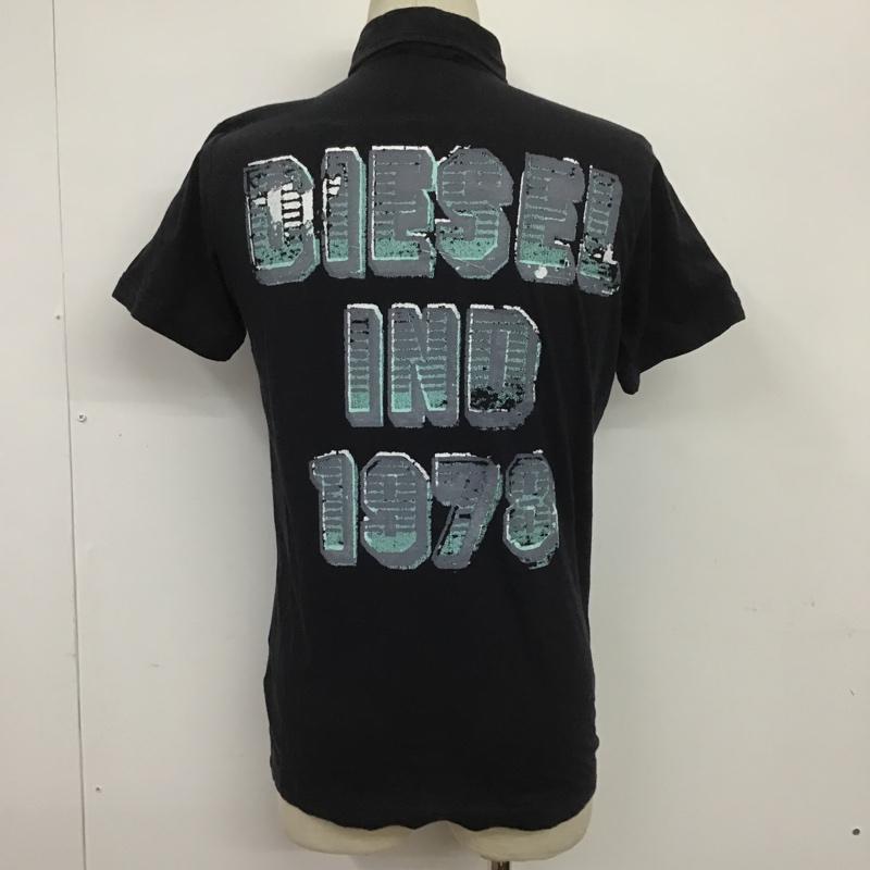 ディーゼル DIESEL ポロシャツ 半袖 S プリント 黒 / ブラック / メンズ USED 古着 中古 10087311
