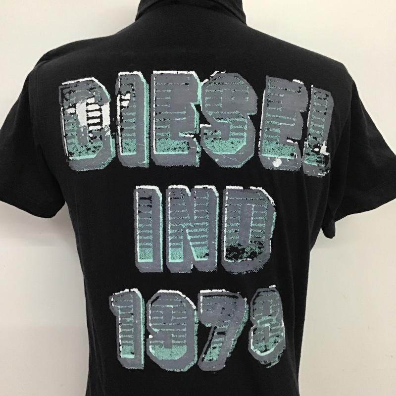 ディーゼル DIESEL ポロシャツ 半袖 S プリント 黒 / ブラック / メンズ USED 古着 中古 10087311