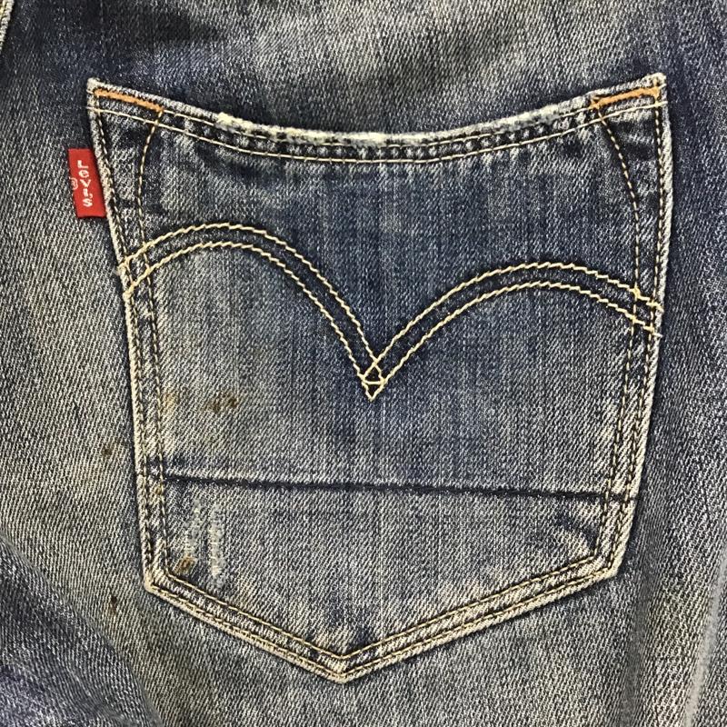 リーバイス Levi's パンツ デニム、ジーンズ LH505-0019 パッチワーク W28 L32 28インチ ダメージ加工 青 / ブルー / メンズ USED 古着 中古 10087522