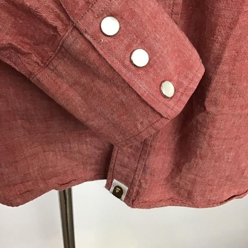 アベイシングエイプ A BATHING APE シャツ、ブラウス 長袖 ウエスタンシャツ L 刺繍 赤 / レッド / メンズ USED 古着 中古 10087530