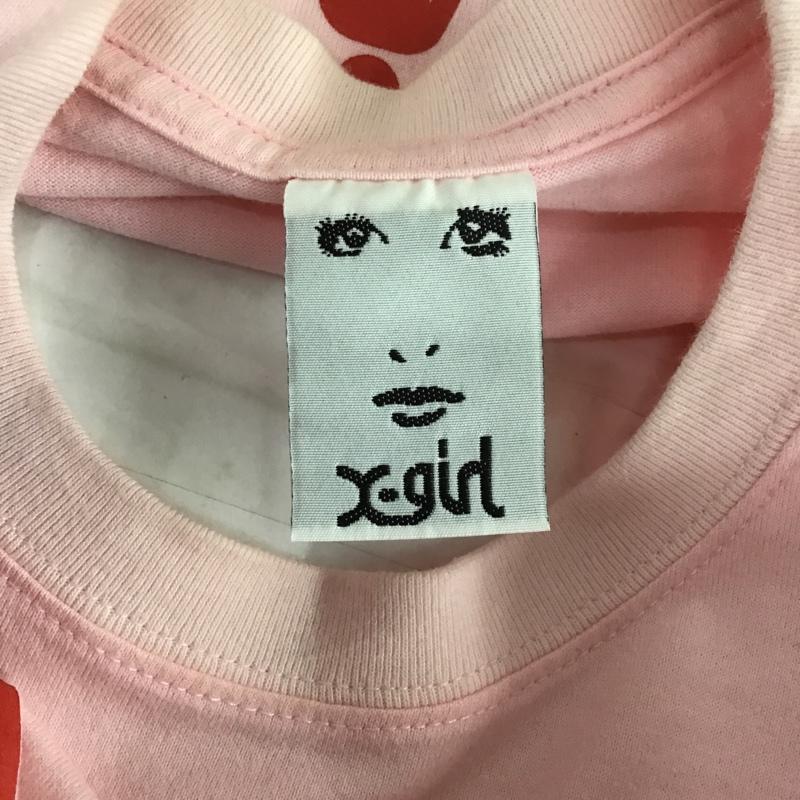 エックスガール X-girl Tシャツ 半袖 2 プリント 桃 / ピンク / レディース USED 古着 中古 10087660