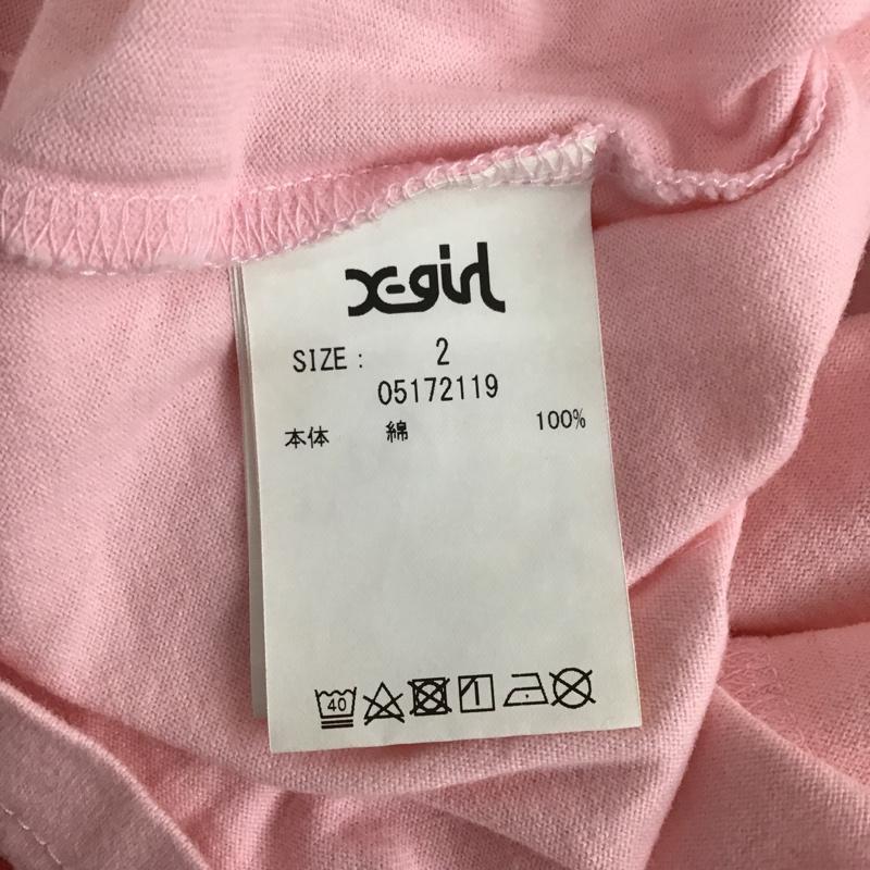 エックスガール X-girl Tシャツ 半袖 2 プリント 桃 / ピンク / レディース USED 古着 中古 10087660