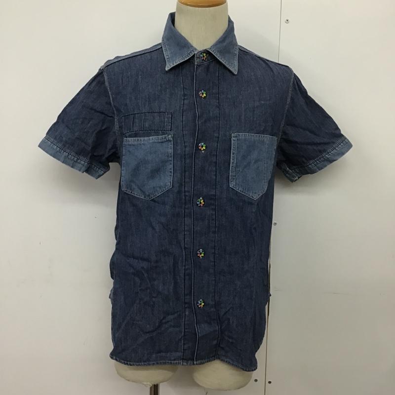 バーンズ BARNS シャツ、ブラウス 半袖 デニムシャツ 40 無地 インディゴ / インディゴ / メンズ USED 古着 中古 10087829